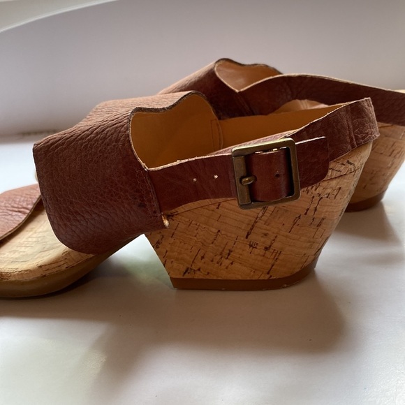 Kork Ease Vienna Brown Leather Cork Wedge Sandals Womens Double Strap Adjustable - Picture 5 of 8